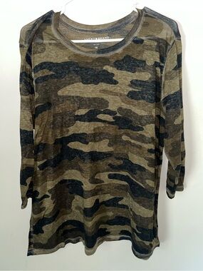 Lucky Brand Women's Camouflage 3/4 Sleeve Lightweight Shirt Size 1X EUC